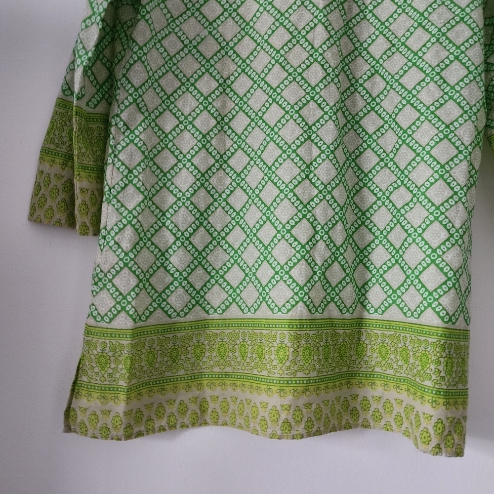 Calypso St. Barth Green Geometric Print 100% Cotton Tunic Top XS - Picture 11 of 13